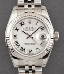 Datejust 36mm Automatic in Steel with White Gold Fluted Bezel on Jubilee Bracelet with MOP Roman Dial