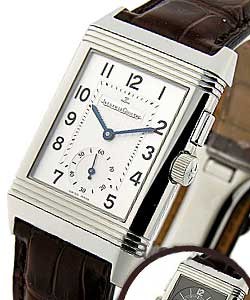 Reverso Duo Classique in Stainless Steel on Brown Crocodile Leather Strap with Silver and Grey Dial