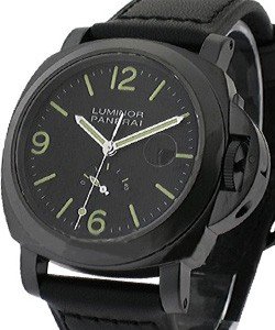 PAM 28 - Luminor Power Reserve Re-Run in Black PVD Steel on Black Leather Strap with Black Dial