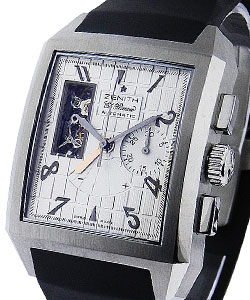 Port Royal T Open in Steel on Black Rubber Strap with Silver Dial