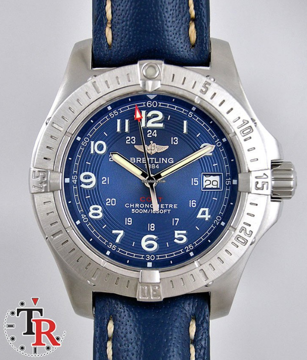 Colt Quartz in Steel on Blue Calfskin Leather Strap with Blue Dial