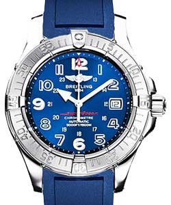 Superocean in Steel on Blue Rubber Strap with Blue Dial