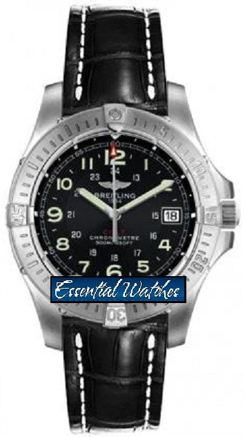 Colt Quartz in Steel on Black Crocodile Leather Strap with Black Dial