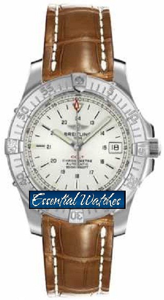 Colt II in Steel on Brown Alligator Leather Strap with White Dial