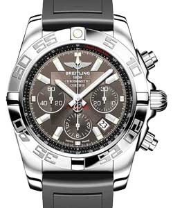 Chronomat B01 Chronograph in Steel on Black Rubber Strap with Black Dial