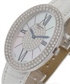 Haute Joaillerie Oval with 2 Row Diamond Bezel White Gold on Strap with MOP-Diamond Dial