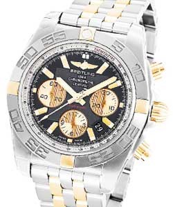 Chronomat B01 Chronograph in 2-Tone on Steel and Rose Gold Bracelet with Black Dial and Gold Subdials
