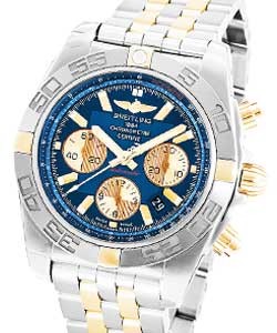 Chronomat B01 Chronograph in Steel and Yellow Gold on Steel and Yellow Gold Bracelet with Blue Dial