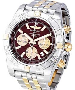 Chronomat B01 Chronograph in Steel and Yellow Gold on Steel and Yellow Gold Bracelet with Burgundy Dial