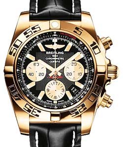 Chronomat B01 Rose Gold on Strap with Black Dial
