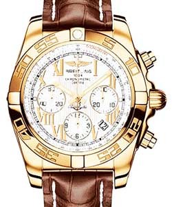 Chronomat B01 Rose Gold on Strap with White Dial