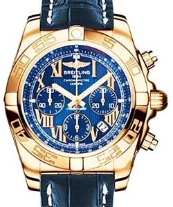Chronomat B01 Rose Gold on Strap with Blue Dial