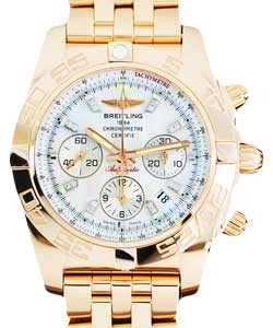 Chronomat 44 in Rose Gold on Rose Gold Bracelet with White MOP Diamond Dial