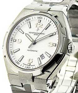 Overseas Mid Size Lady's 34mm in Steel on Steel Bracelet with Silver Textured Dial