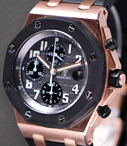 Royal Oak Rose Offshore in Rose Gold with black Rubber Bezel on Black Rubber Strap with Black Dial