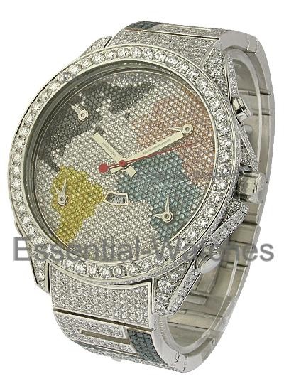 Jacob & Co 5 Time Zone White Face 3.25Ct Diamond Watch,Cheap