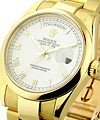 Day Date - Old Style President - 36mm - Yellow Gold on Oyster Bracelet with White Roman Dial
