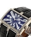 Too Much with Diamond Case White Gold on Strap with Black Dial
