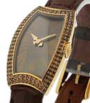 Special in Yellow Gold with Diamond Bezel on Brown Crocodile Leather  with Brown Dial