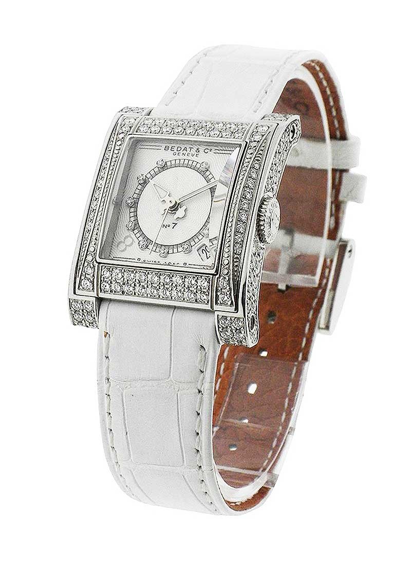 Bedat Ladys No. 7 Square in Steel with Diamond Bezel