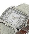 No. 3 - Collection in Steel with Diamond Bezel  on White Leather Strap with MOP Dial