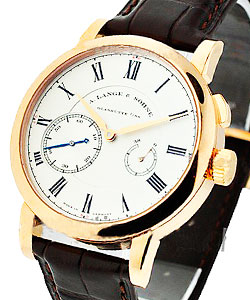 Richard Lange Referenzuhr in Rose Gold - 75 pieces on Brown Crocodile Leather Strap with Silver Roman Dial
