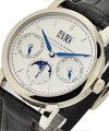 Saxonia Annual Calendar  in White Gold On Crocodile Leather Strap with Silver Dial