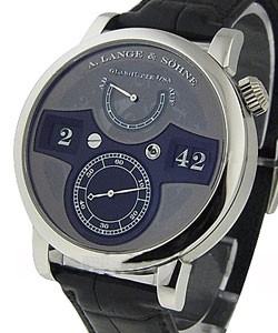 Lange Zeitwerk Luminous Phantom in Platinum on Black Crocodile Leather Strap with Semi Transparent Dial