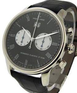Chrono Grande Date Chronograph in White Gold on Black Alligator Leather Strap with Black Dial