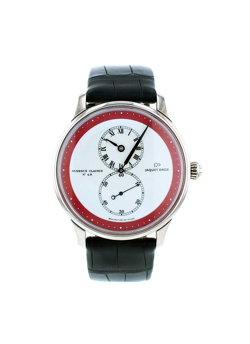 Jaquet Droz Regulateur with White and Red Enamel  Dial in White Gold