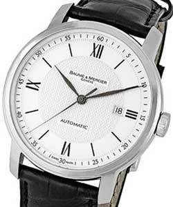 Classima Executives Men''s XL Watch in Steel on Black Alligator Leather Strap with Silver Dial