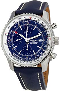 Navitimer World Chronograph Men's in Steel Steel on Strap with Blue Dial 