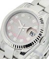 Datejust Ladies 26mm in Steel with White Gold Bezel on Steel Oyster Bracelet with Black MOP Diamond Dial