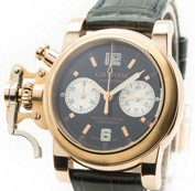 Chronofighter in Rose Gold on Black Leather Strap with Black Dial