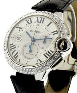 Ballon Bleu Chronograph with Diamond Bezel White Gold on Strap 