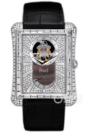 Emperador Tourbillon in White Gold with Baguette Diamond Bezel on Black Crocodile Leather Strap with Pave Diamond Dial