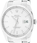Date in Steel with Engine Turned Bezel on Steel Oyster Bracelet with Silver Stick Dial