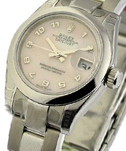 Datejust Ladies 26mm in Steel with Domed Bezel on Steel Oyster Bracelet with Cream MOP Diamond Dial