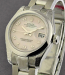 Datejust Ladies 26mm in Steel with Domed Bezel on Steel Oyster Bracelet with MOP Diamond Dial