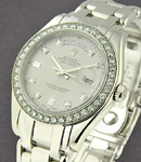 Masterpiece Day Date with Platinum Diamond Bezel on Pearlmaster Bracelet with Silver Diamond Dial