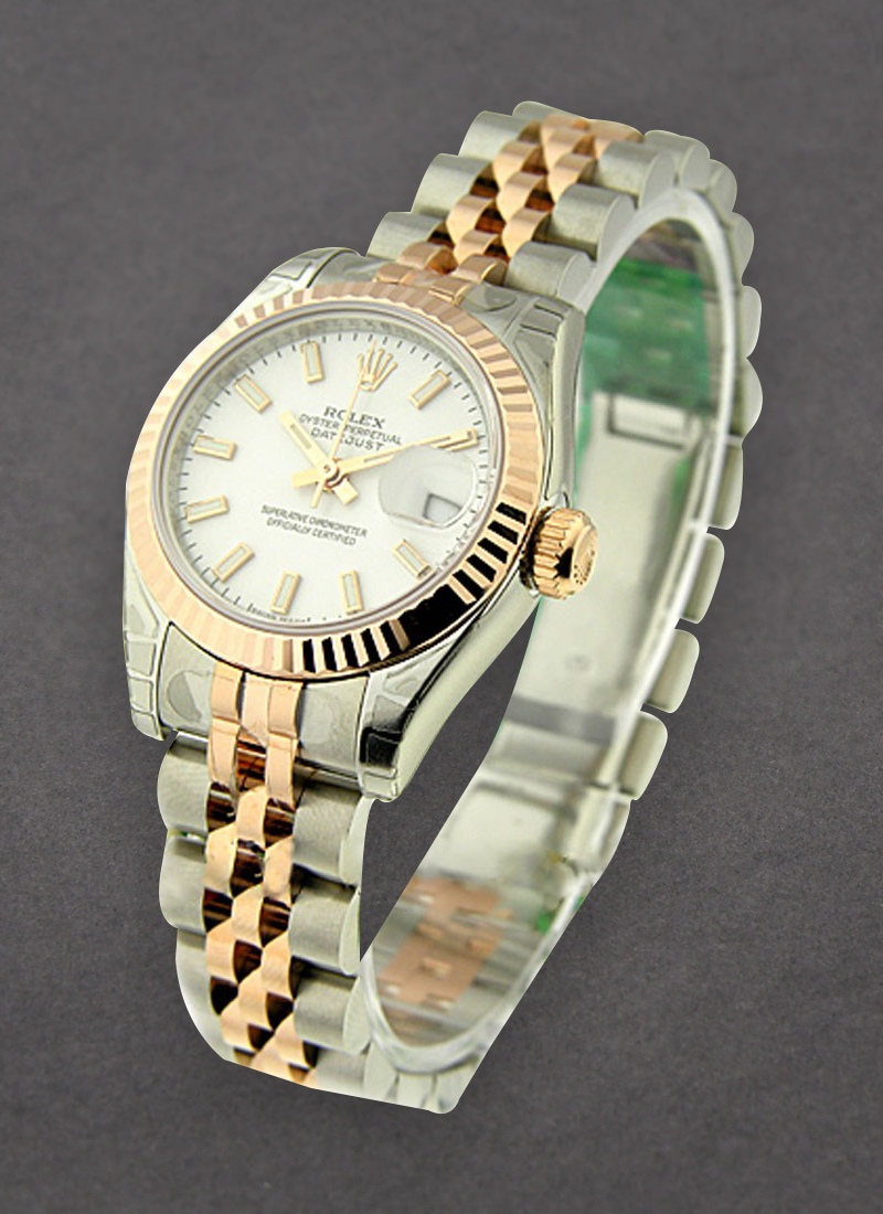 Rolex Unworn Datejust 26mm Ladies in Steel with Rose Gold Fluted Bezel