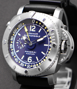 PAM 307 - Luminor 1950 Pangea Submersible Limited to 500 pcs. Titanium/Steel on Strap with Blue Dial