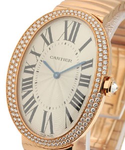 Baignoire Ladies Large Size Rose Gold on bracelet with Silver Dial