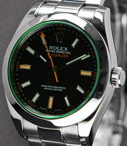 Milgauss Black Dial Green Crystal on Oyster Bracelet