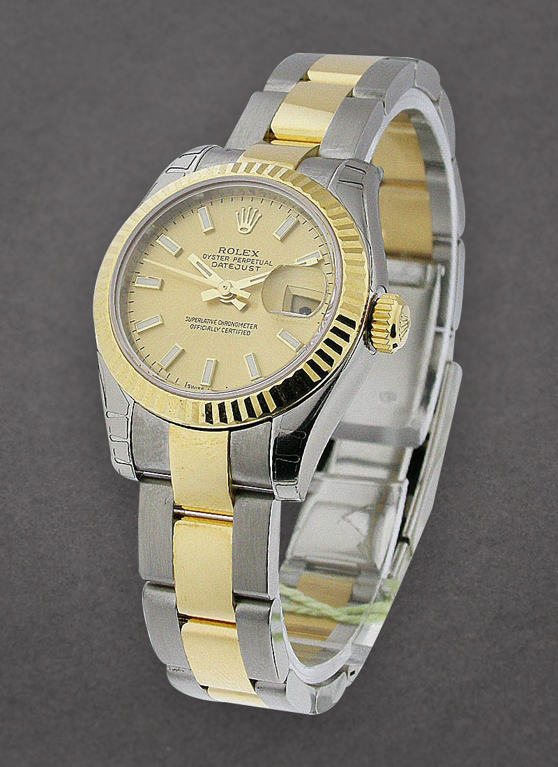 Rolex Unworn Datejust in Steel with Yellow Gold Fluted Bezel