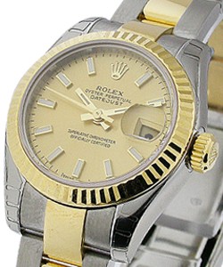 Datejust in Steel with Yellow Gold Fluted Bezel on Steel and Yellow Gold Oyster Bracelet with Champagne Stick Dial