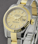 Datejust in Steel with Yellow Gold Fluted Bezel on Steel and Yellow Gold Oyster Bracelet with Champagne Stick Dial