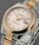 Datejust Ladies 26mm in Steel with Rose Gold Smooth Bezel on Steel and Rose Gold Oyster Bracelet with Pink Roman Dial