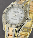 Masterpiece Tridor with 12 Diamond Bezel on Tridor Pearlmaster Bracelet with White Roman Dial