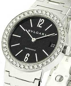 Bvlgari-Bvlgari 33mm with Diamond Bezel White Gold on Bracelet with Black Dial